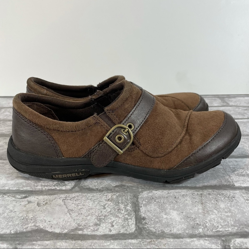 Merrell Bracken slip on shoes brown suede walking loafers women’s size 7